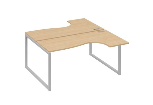 Рабочая станция эргономичная (2х160) Мира Одри, цвет натуральный дуб + серый