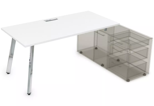 Стол на опорной тумбе, цвет белый премиум