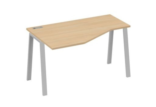 Стол эргономичный левый Мира Трио, цвет натуральный дуб + серый