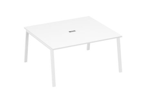 Стол для переговоров Мира Трио, цвет белый премиум + белый