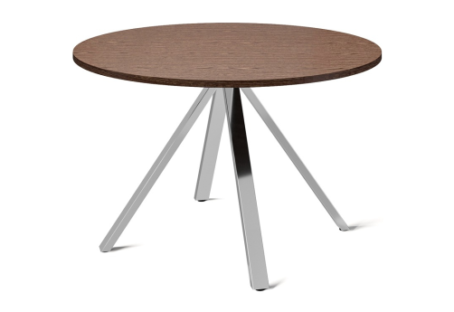 Стол для переговоров круглый, цвет орех + хром
