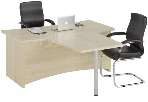 Стол руководителя с брифинг-приставкой, 1800х1840х765 мм, цвет клен