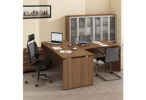 Стол прямолинейный с брифинг-приставкой Деко, цвет шамони темный