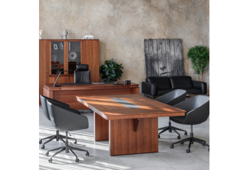 Стол для переговоров Элвис, цвет орех Италия + черный