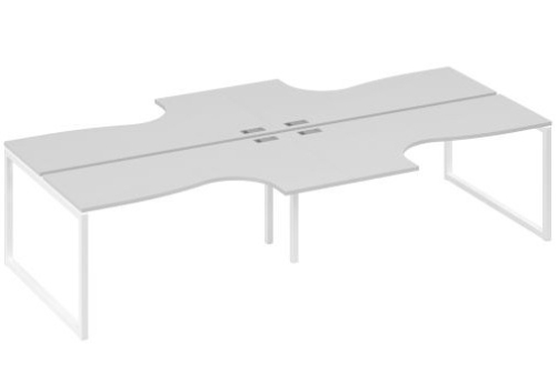 Рабочая станция эргономичная (4х160) Мира Одри, цвет серый + белый
