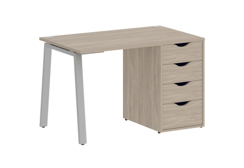 Стол письменный с тумбой 4 ящика, цвет дуб аттик + серый