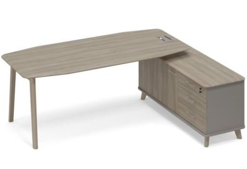 Стол руководителя на опорной тумбе правый (тип 2) Види Вуд, цвет мокко + вяз