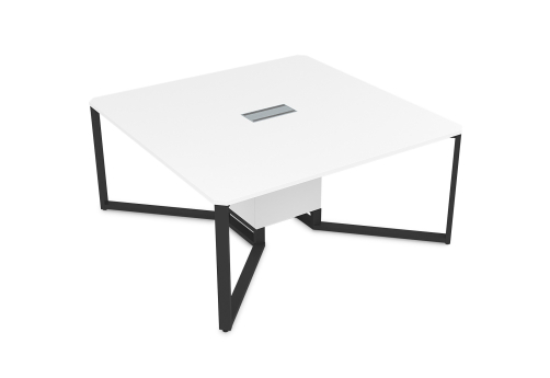 Стол-квадрат, цвет белый премиум + черный