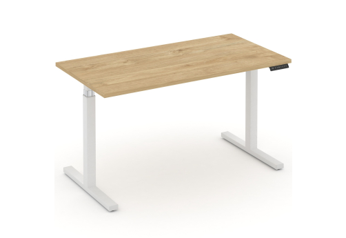 Стол электроподъемный, белый + тиквуд светлый