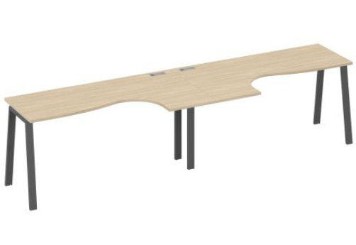 Рабочая станция эргономичная 2х160 Мира Трио, цвет дуб скандинавский + антрацит