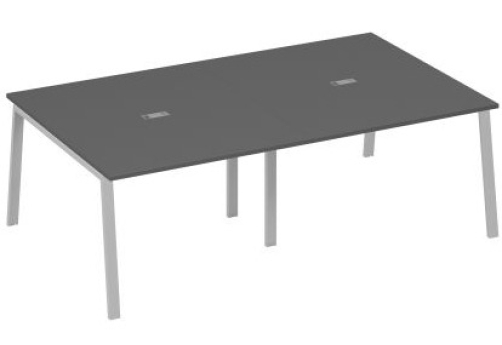 Стол для переговоров Мира Трио, цвет антрацит премиум + серый