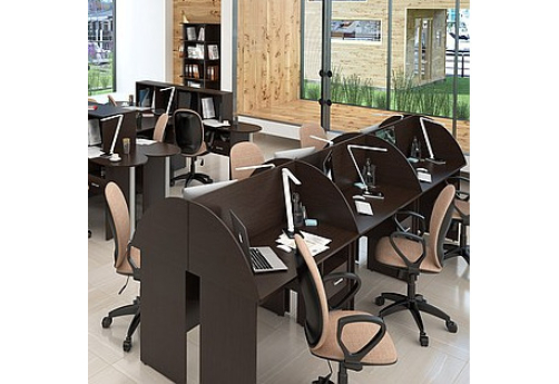 Рабочая станция на 6 человек Веста, цвет венге