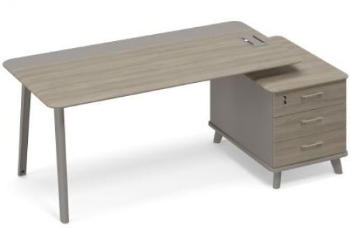 Стол руководителя правый комбинированный с тумбой малой (тип 1) Види Металл, цвет мокко + вяз