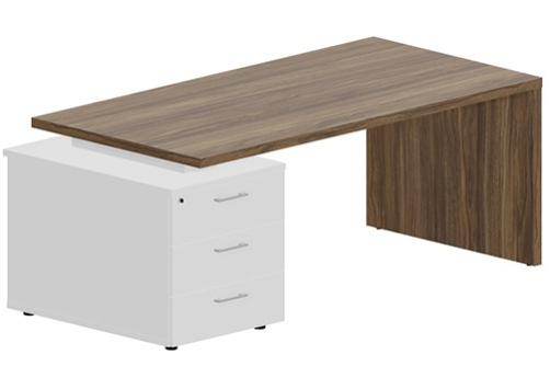 Стол на опорной тумбе (левый) Эльберт, цвет орех + белый