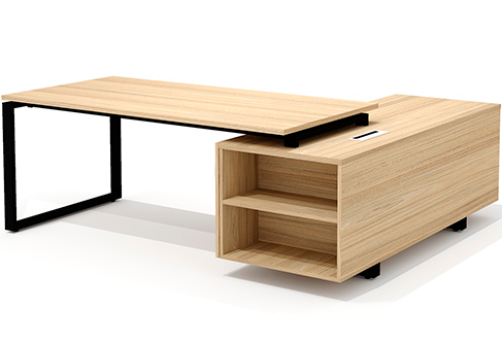 Стол руководителя на опорной тумбе левый Некста Директ, цвет вяз + черный