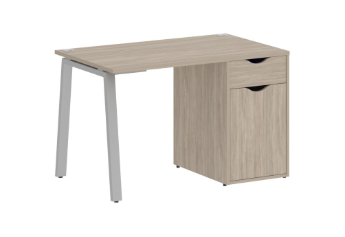 Стол письменный с тумбой, цвет дуб аттик + серый