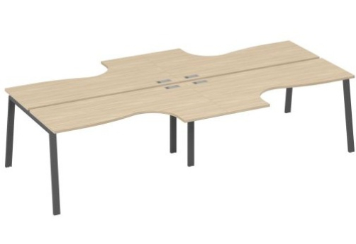 Рабочая станция эргономичная 4х160 Мира Трио, цвет дуб скандинавский + антрацит