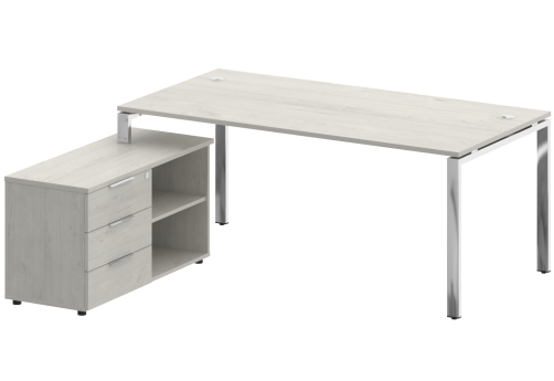 Стол руководителя с опорной тумбой левый, цвет дуб наварра