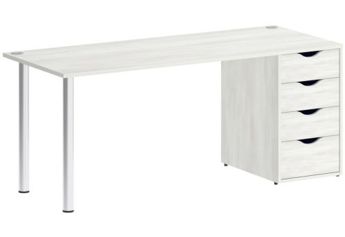 Стол письменный с тумбой 4 ящика, цвет белое дерево