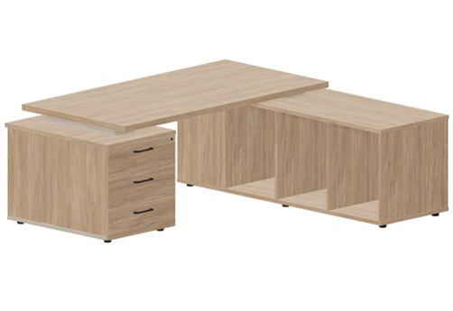 Стол на двух опорных тумбах (правый) Эльберт, цвет светлый дуб