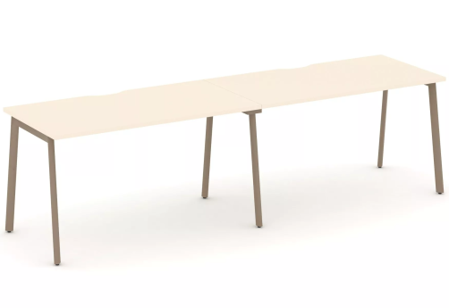 Рабочая станция на 2 места (с вырезом под провода), цвет сатин