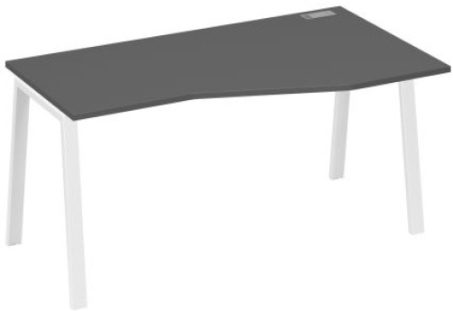 Стол эргономичный правый 160 Мира Трио, цвет антрацит премиум + белый
