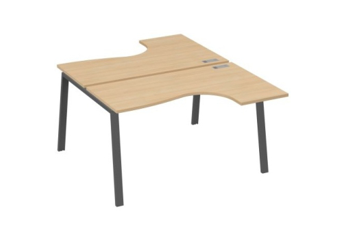 Рабочая станция эргономичная 2х140 Мира Трио, цвет натуральный дуб + антрацит