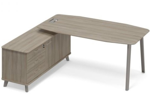 Стол руководителя на опорной тумбе левый (тип 2) Види Металл, цвет вяз