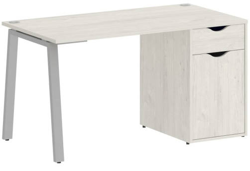 Стол письменный с тумбой, цвет дуб наварра + серый