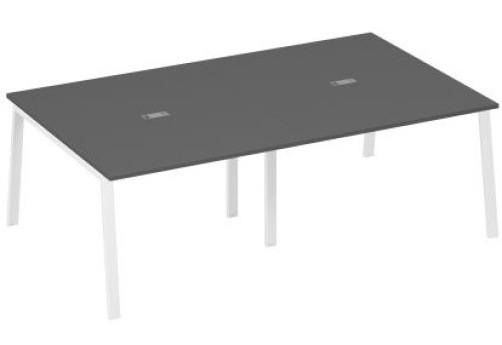 Стол для переговоров Мира Трио, цвет антрацит премиум + белый