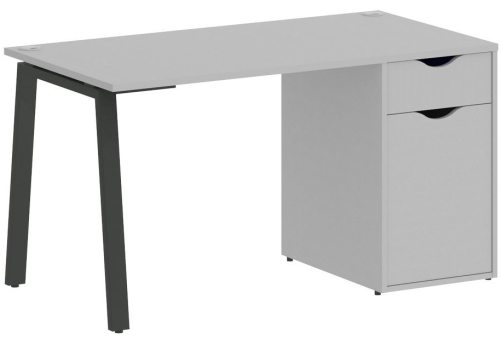Стол письменный с тумбой, цвет серый + антрацит