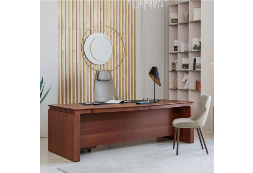 Стол для руководителя закругленный Элвис, цвет орех Италия + черный