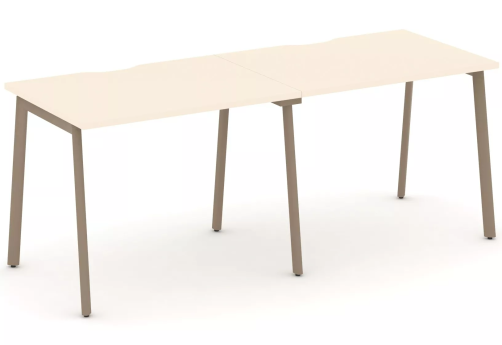 Рабочая станция на 2 места (с вырезом под провода), цвет сатин