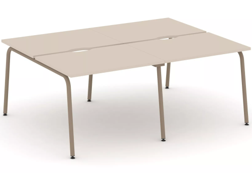 Рабочая станция на 4 места (с вырезом под провода), цвет капучино