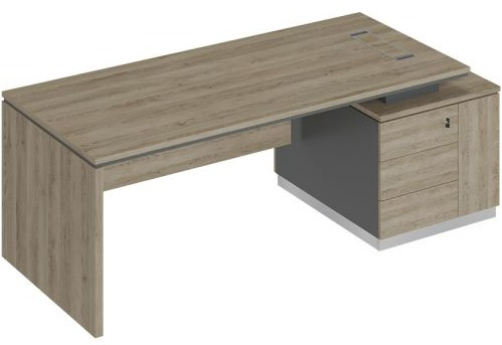 Стол руководителя на опорной тумбе (опора ДСП) Римини Т, цвет дуб светлый + антрацит + дуб светлый