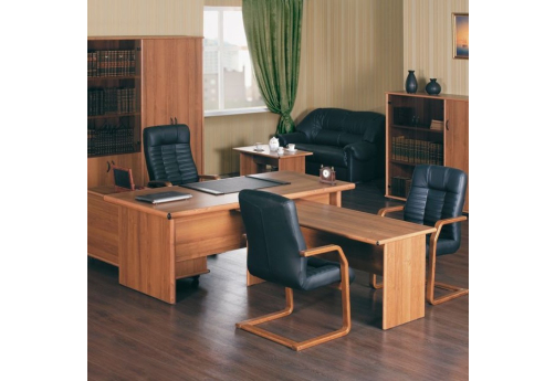 Стол руководителя с брифинг-приставкой Мансберг, цвет орех