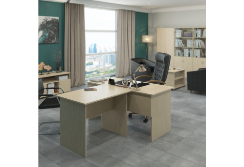 Стол руководителя с брифинг-приставкой Камея, цвет клен