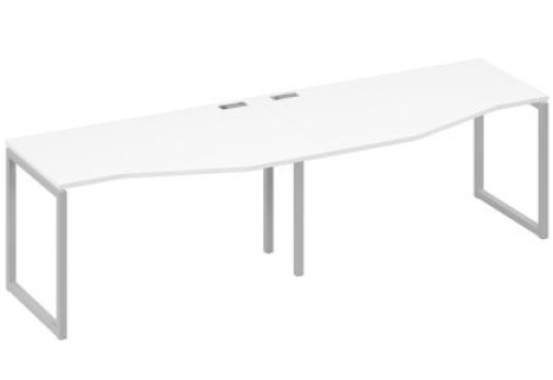 Рабочая станция эргономичная (2х140) Мира Одри, цвет белый премиум + серый