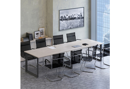 Стол для переговоров (2 столешницы) Родос, цвет денвер светлый + черный