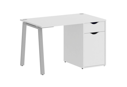 Стол письменный с тумбой, цвет белый + серый