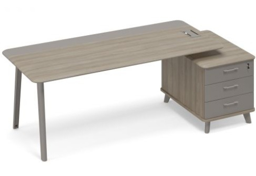 Стол правый комбинированный на тумбе малой (тип 1) Види Металл, цвет вяз + мокко