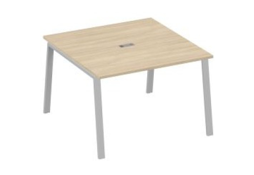 Стол для переговоров Мира Трио, цвет дуб скандинавский + серый