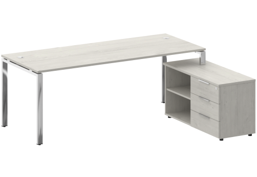 Стол руководителя с опорной тумбой правый, цвет дуб наварра