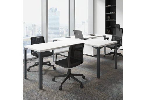 Стол для руководителя с боковой приставкой и брифинг-приставкой Кристо Директ, цвет белый