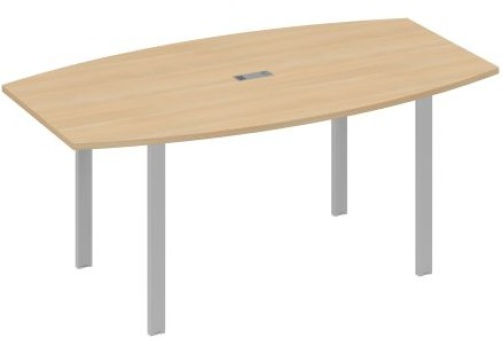 Стол для переговоров фигурный Мира Нумо, цвет натуральный дуб + серый
