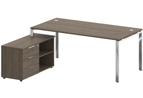 Стол руководителя с опорной тумбой левый, цвет вяз