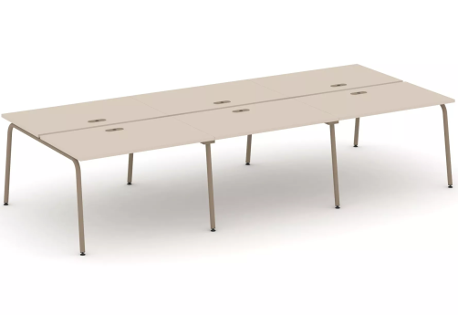 Рабочая станция на 6 мест (с лючками), цвет капучино