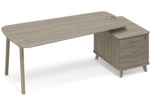 Стол руководителя на малой опорной тумбе правый (тип 3) Види Вуд, цвет вяз