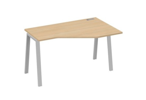 Стол эргономичный правый Мира Трио, цвет натуральный дуб + серый