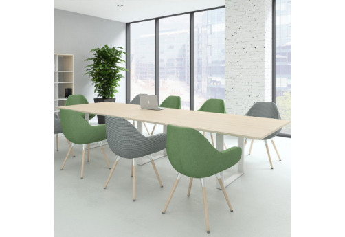 Стол для переговоров Бронкс Конференц, цвет светлый дуб + белый